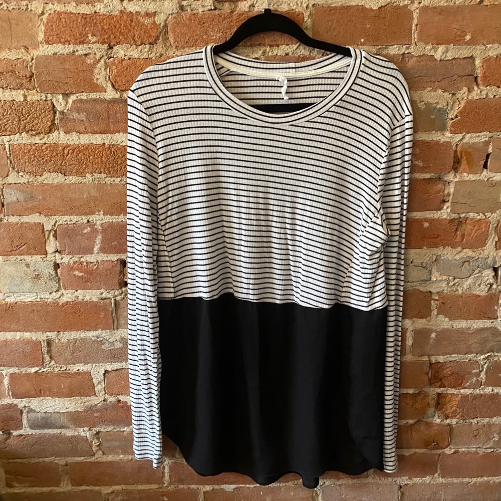White and Black Striped Top, Bought from Dry Goods, Size Medium